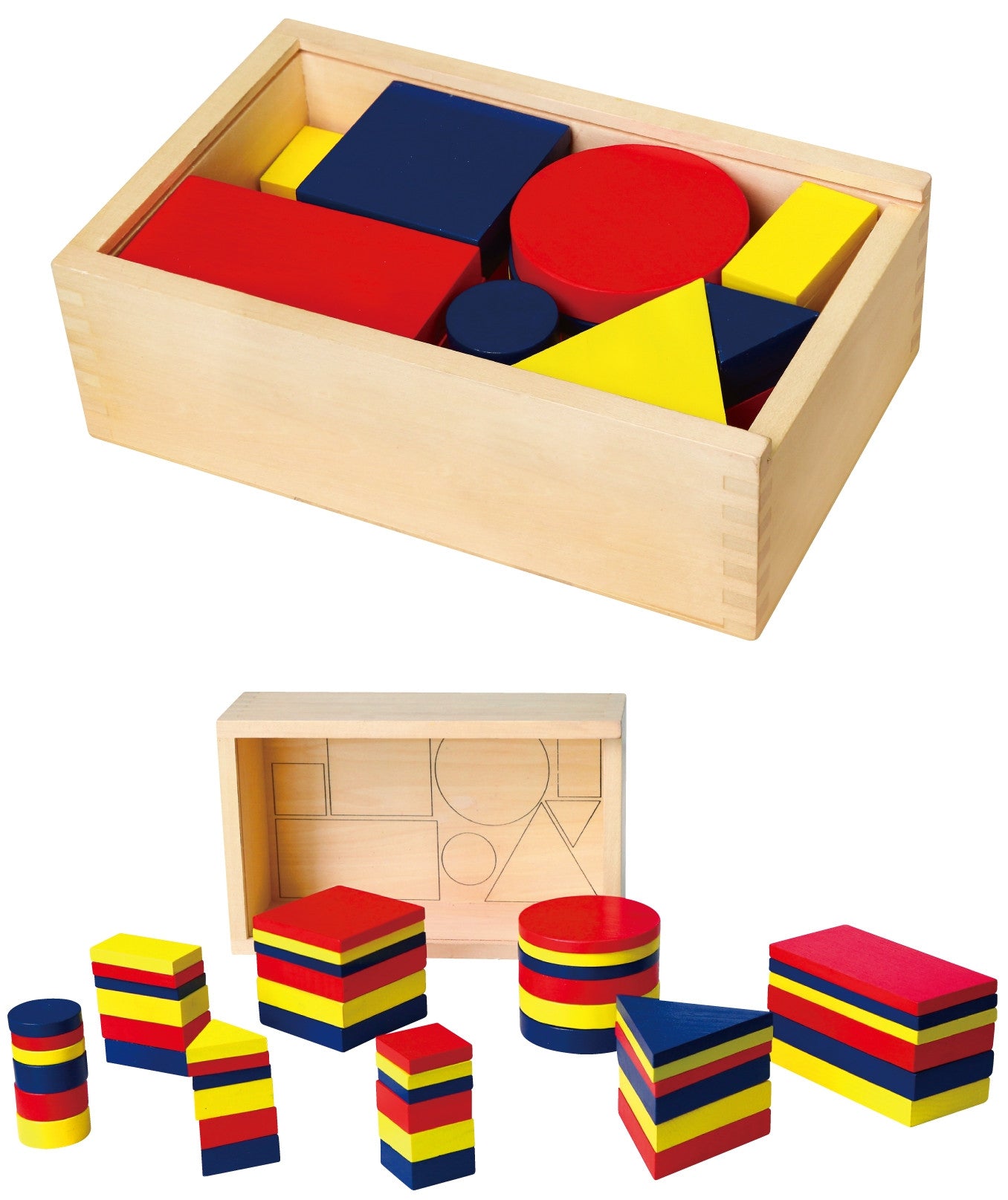 Дървени кубчета Dienes Геометрични фигури Viga Toys Монтесори