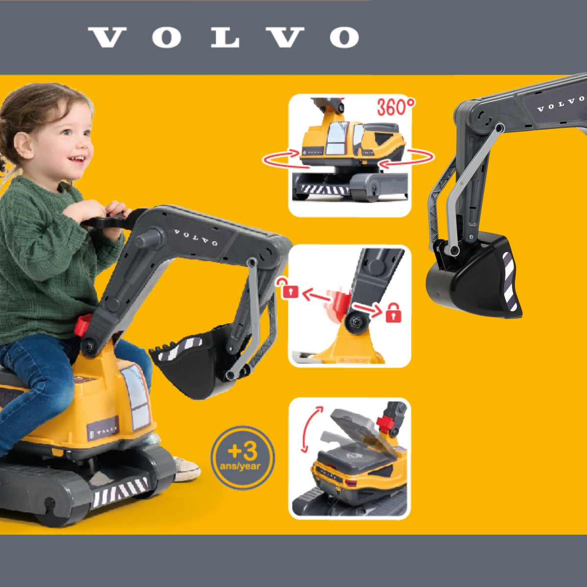 Pá de cabine giratória para escavadeira articulada Falk Volvo