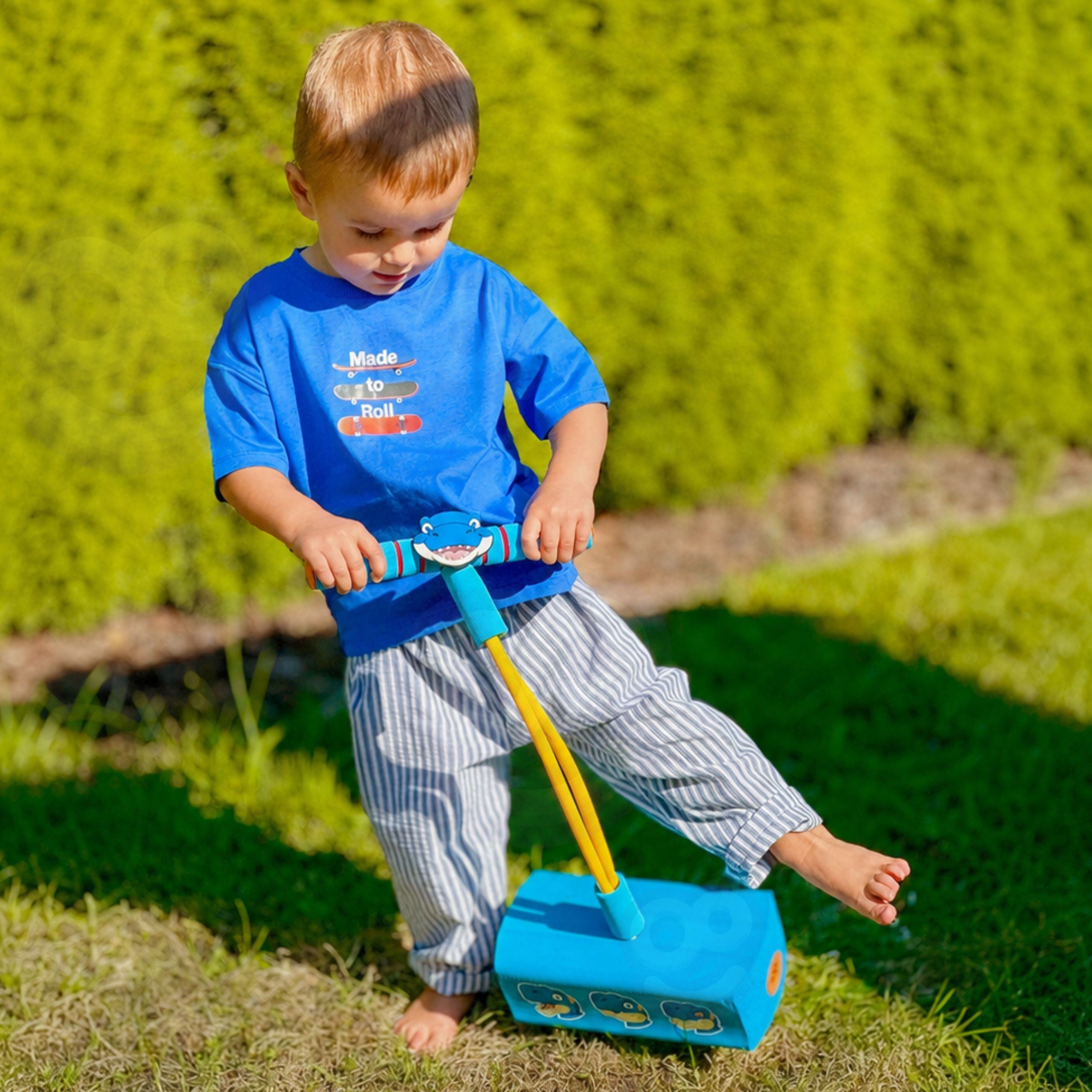 Jumper Woopie Foam Pogo para crianças dinossauro azul