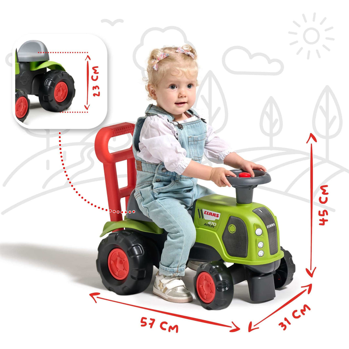 Impingator Tractor Ride-on Falk Baby Claas Arion 470 Cu Claxon