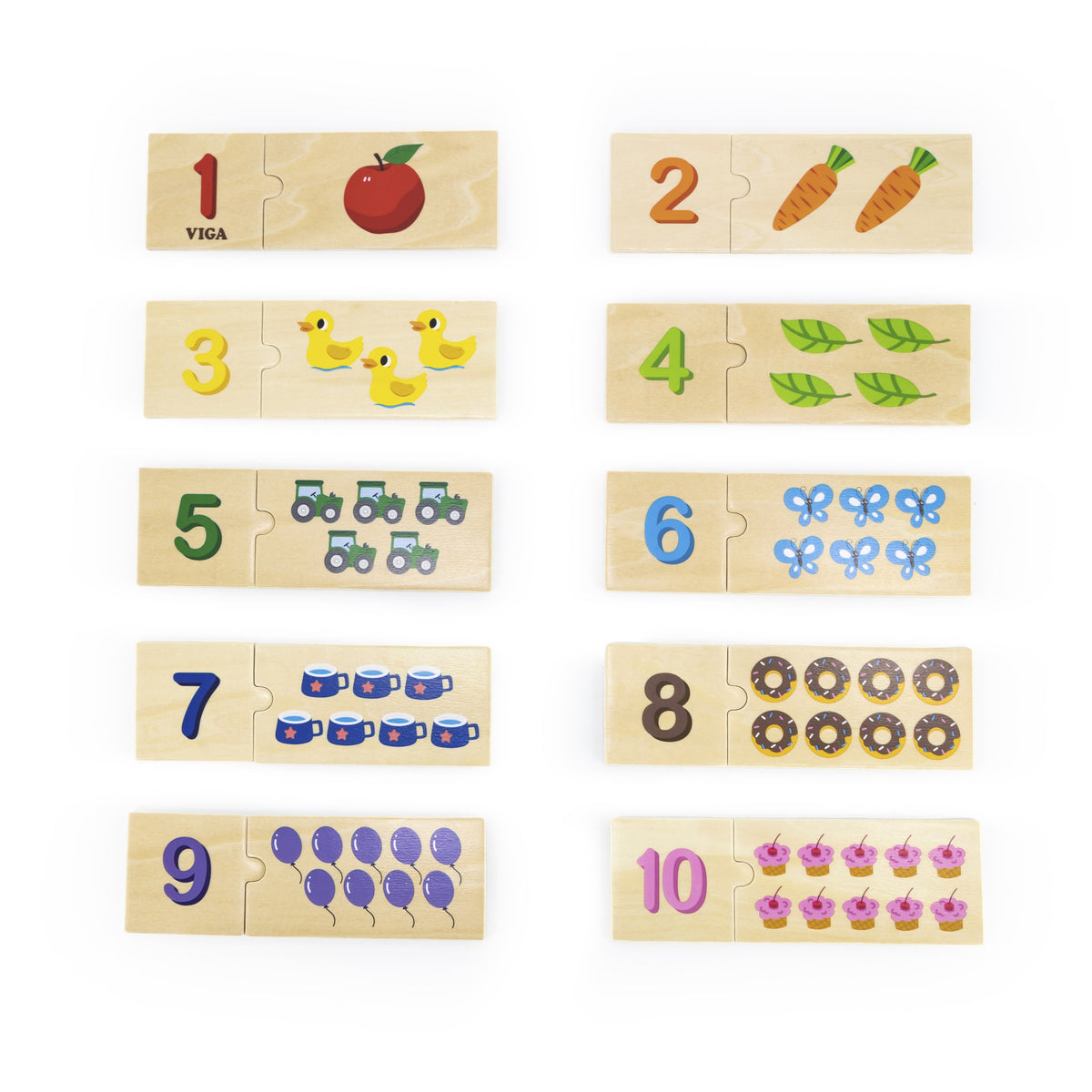 Viga Holzpuzzle-Set, passende Zahlen, Montessori-Puzzle
