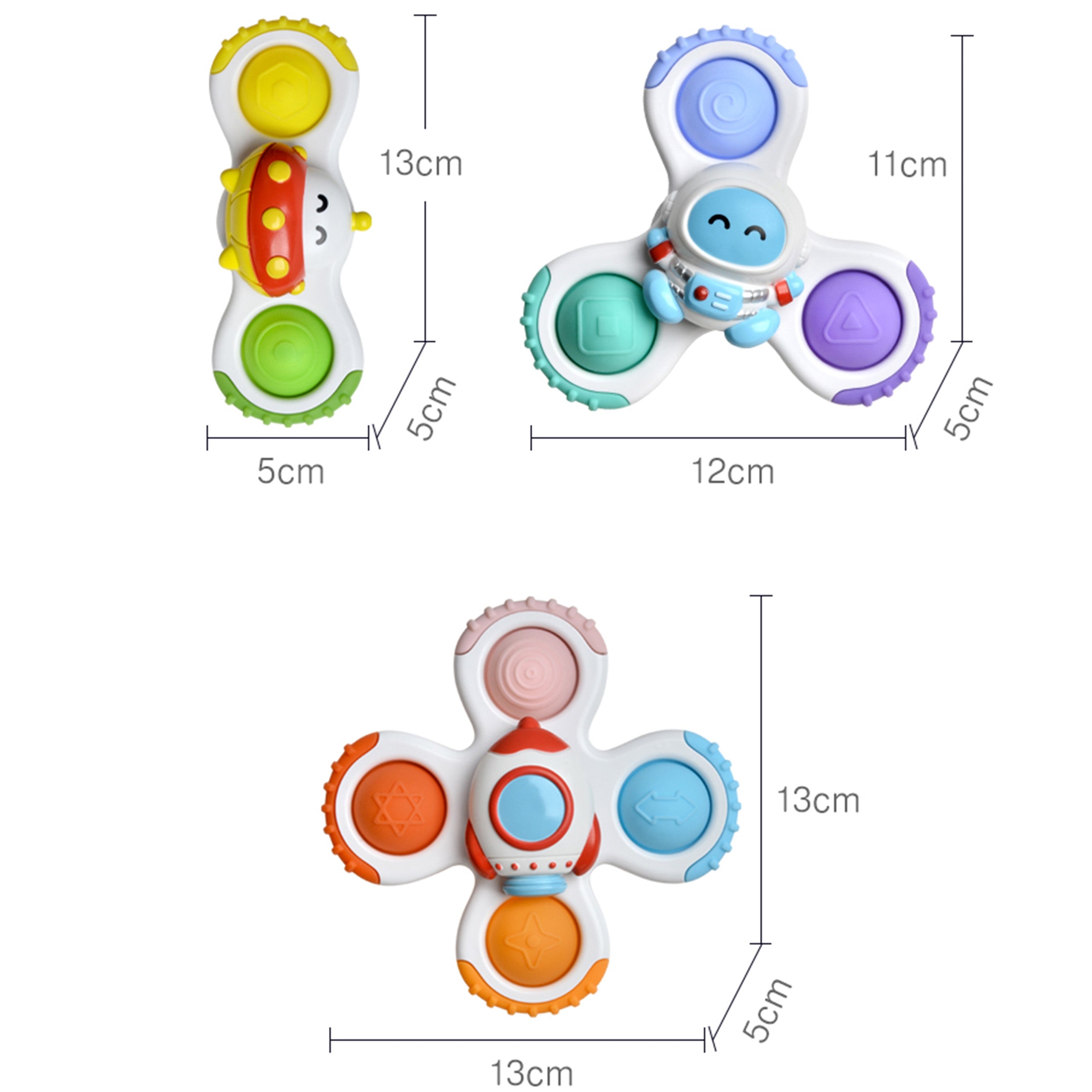 Woopie Baby Spinner Smyslová hračka Rocket Alien Ufo 3 ks.