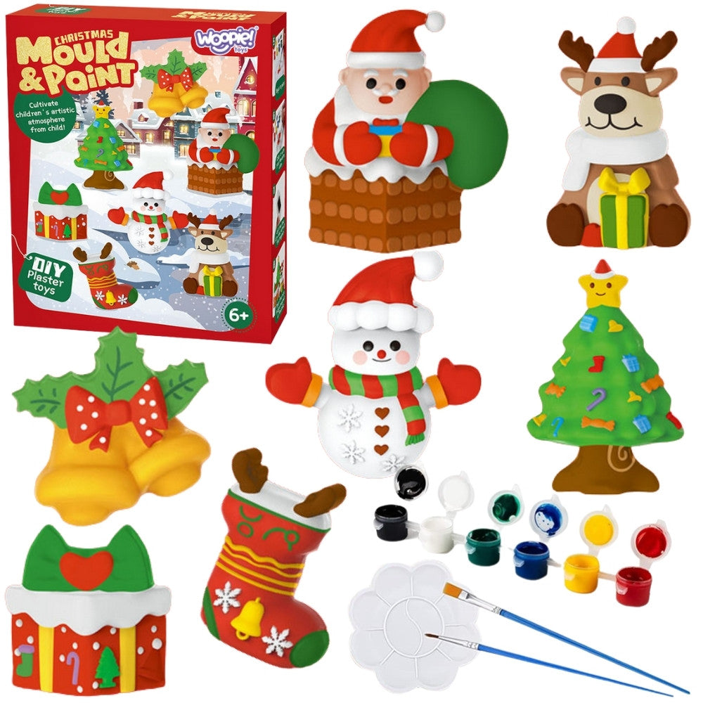 Woopie Diy Paint Craft Kit - Make Plaster Cast Figurines And Paint - Christmas Kit