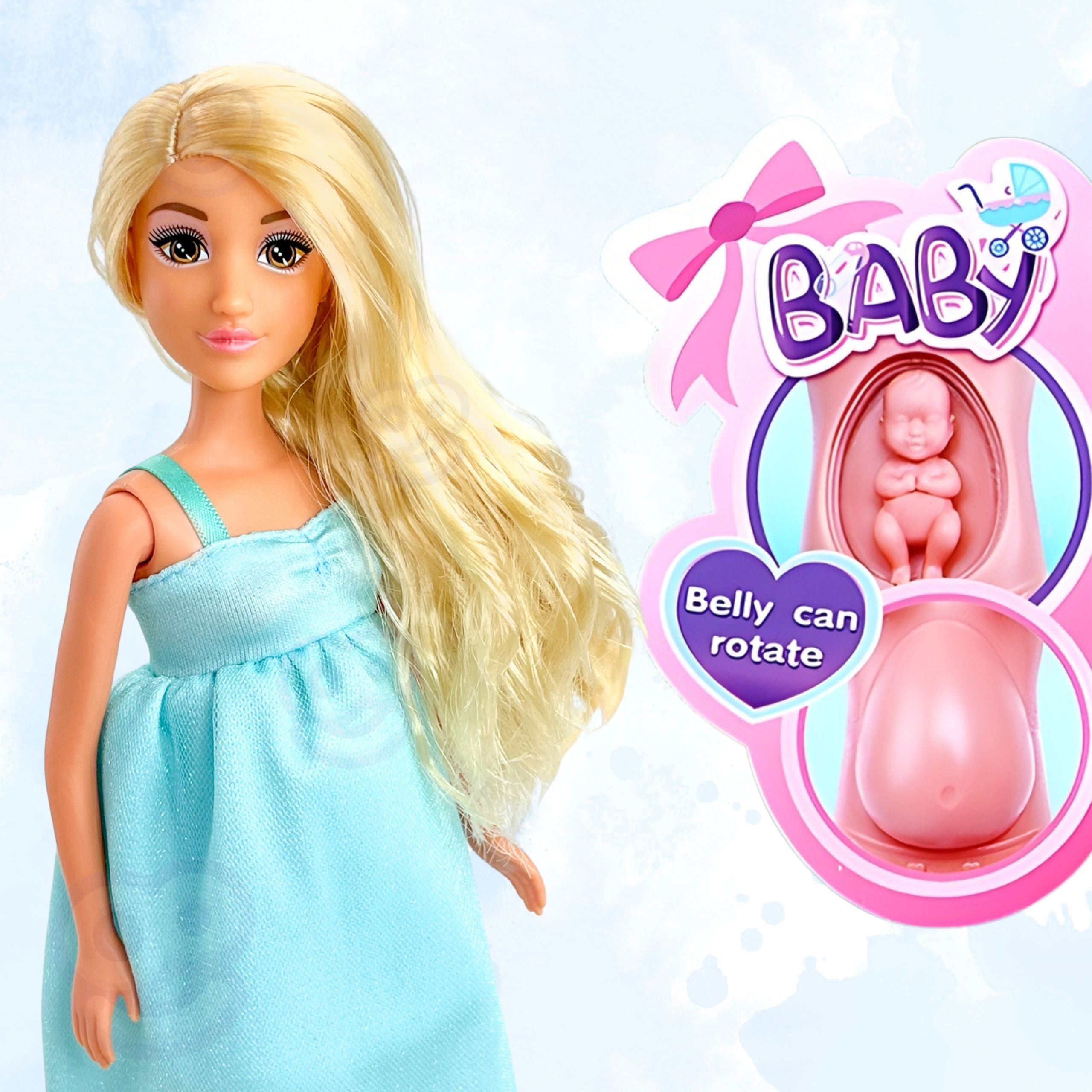 Woopie Royal Lily кукла с бременно коремче Бебешка синя рокля