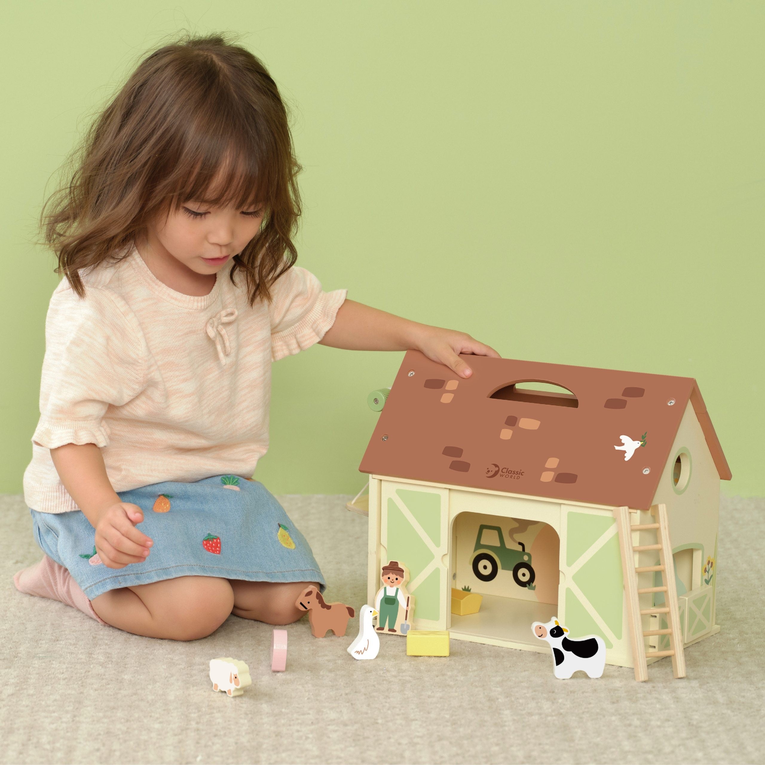 Classic World Wooden Farm House Vintage Figure Set 17 Pcs.