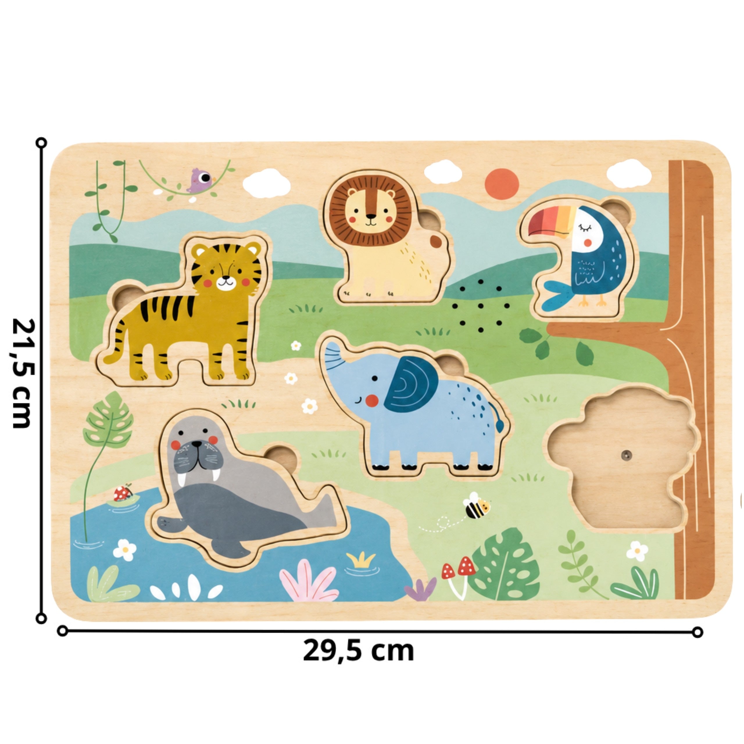 Puzal Tooky Tooky Adhmaid Montessori Puzal Fuaime Idirghníomhach Ainmhithe Fiáine Safari