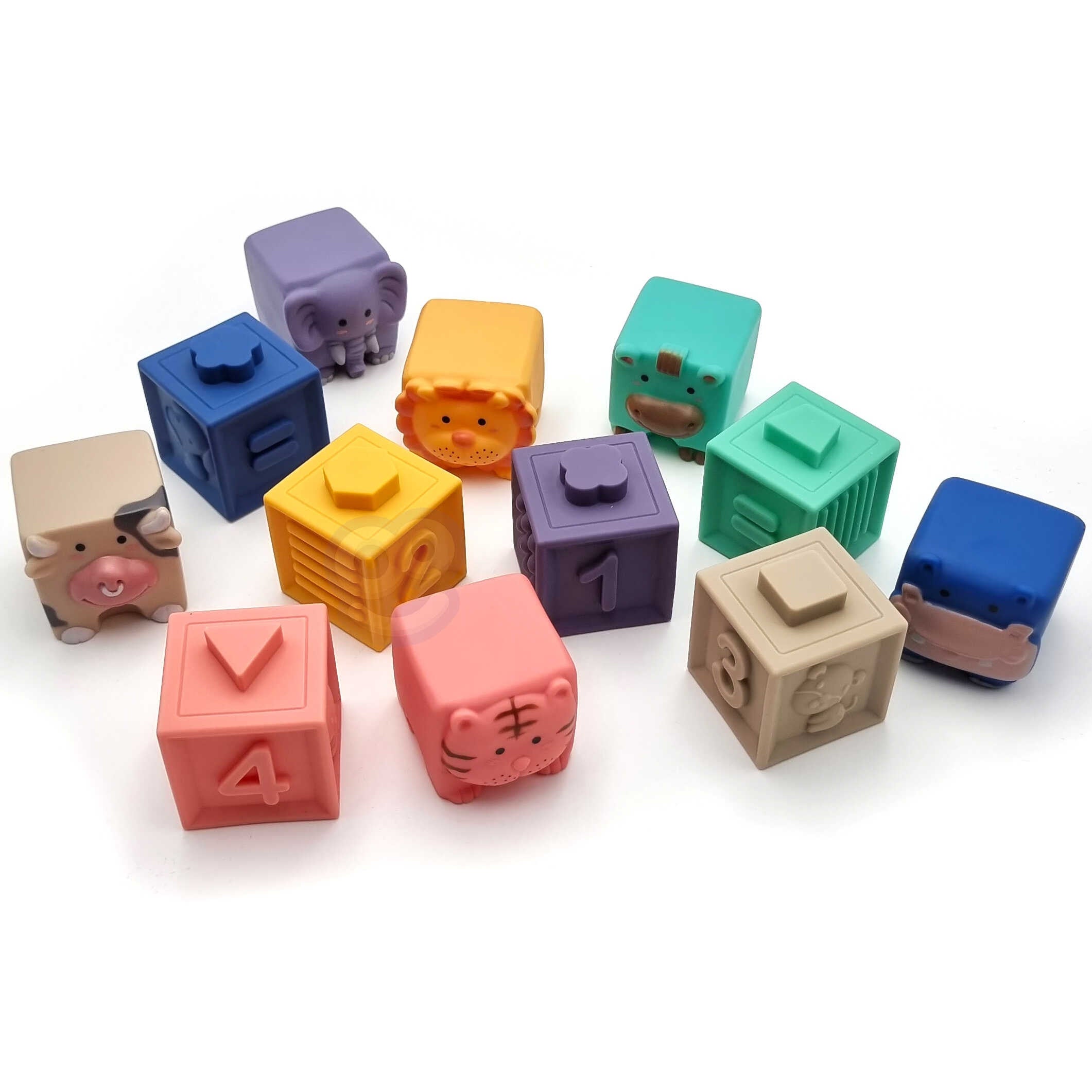 Woopie Bébé Blocs Sensoriels Squeeze Puzzle Apprentissage Sonore Comptage 12 Pcs.