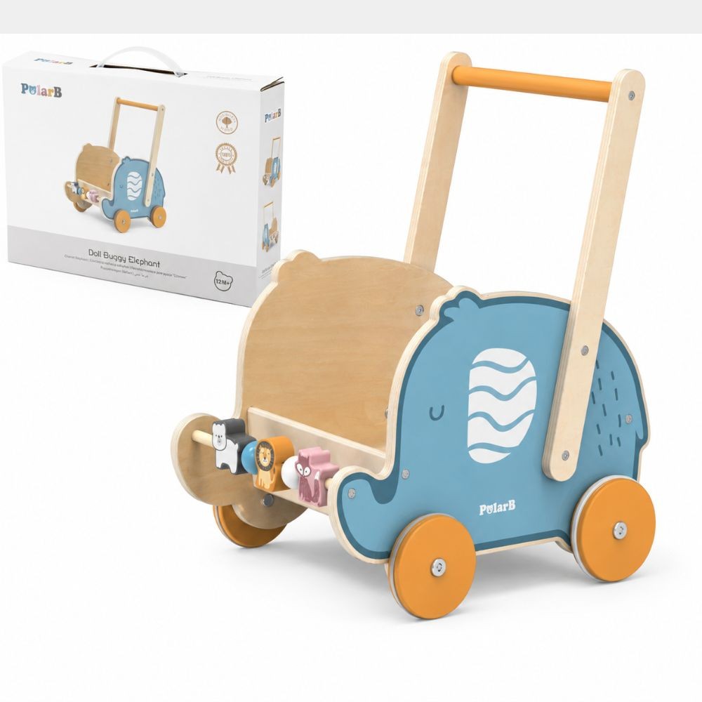 Viga Polarb Carrinho Andador Elefante De Madeira 2 Em 1