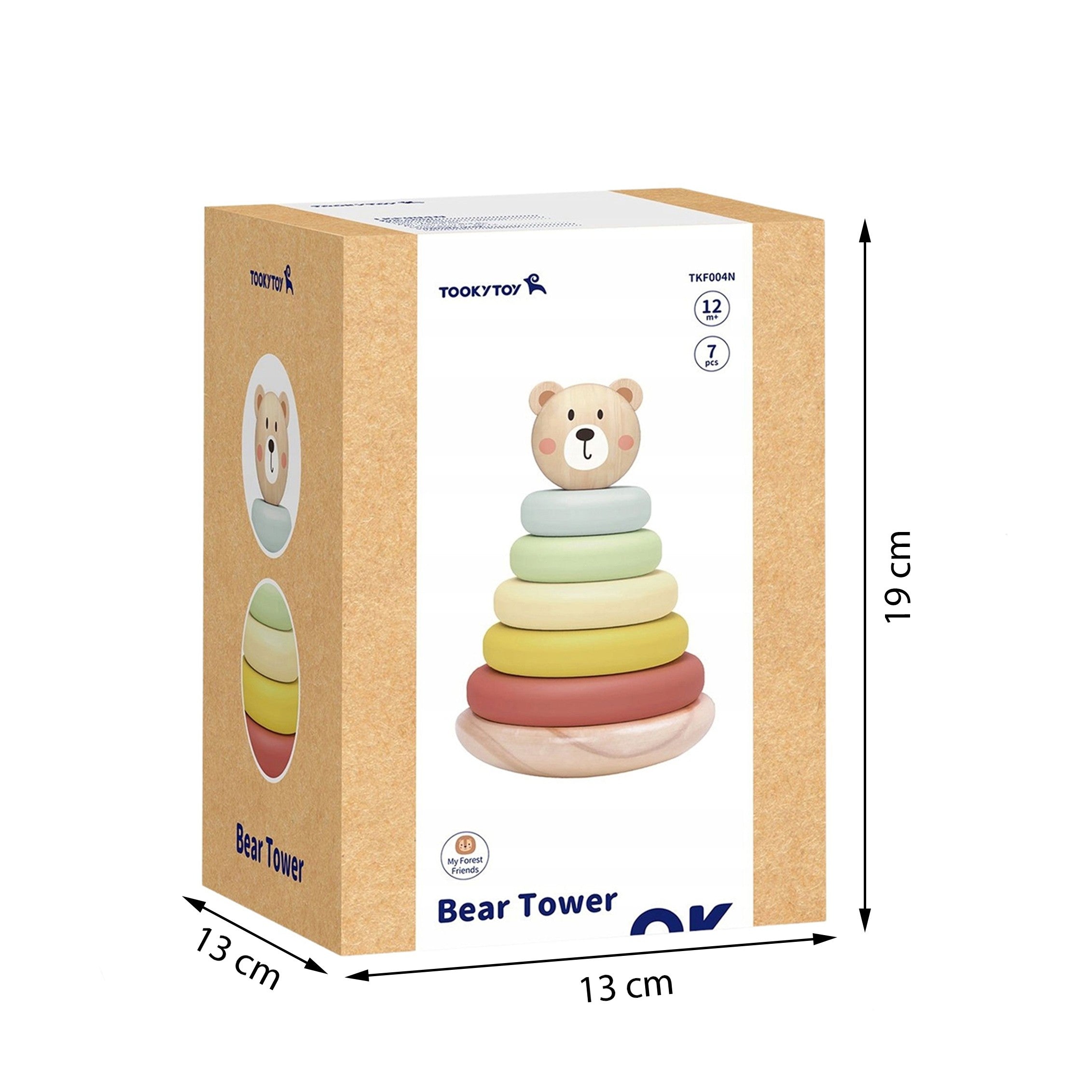 Tooky Toy Træ Sensorisk Puslespil Pyramide Bamse Sensorisk Farverig Stabler