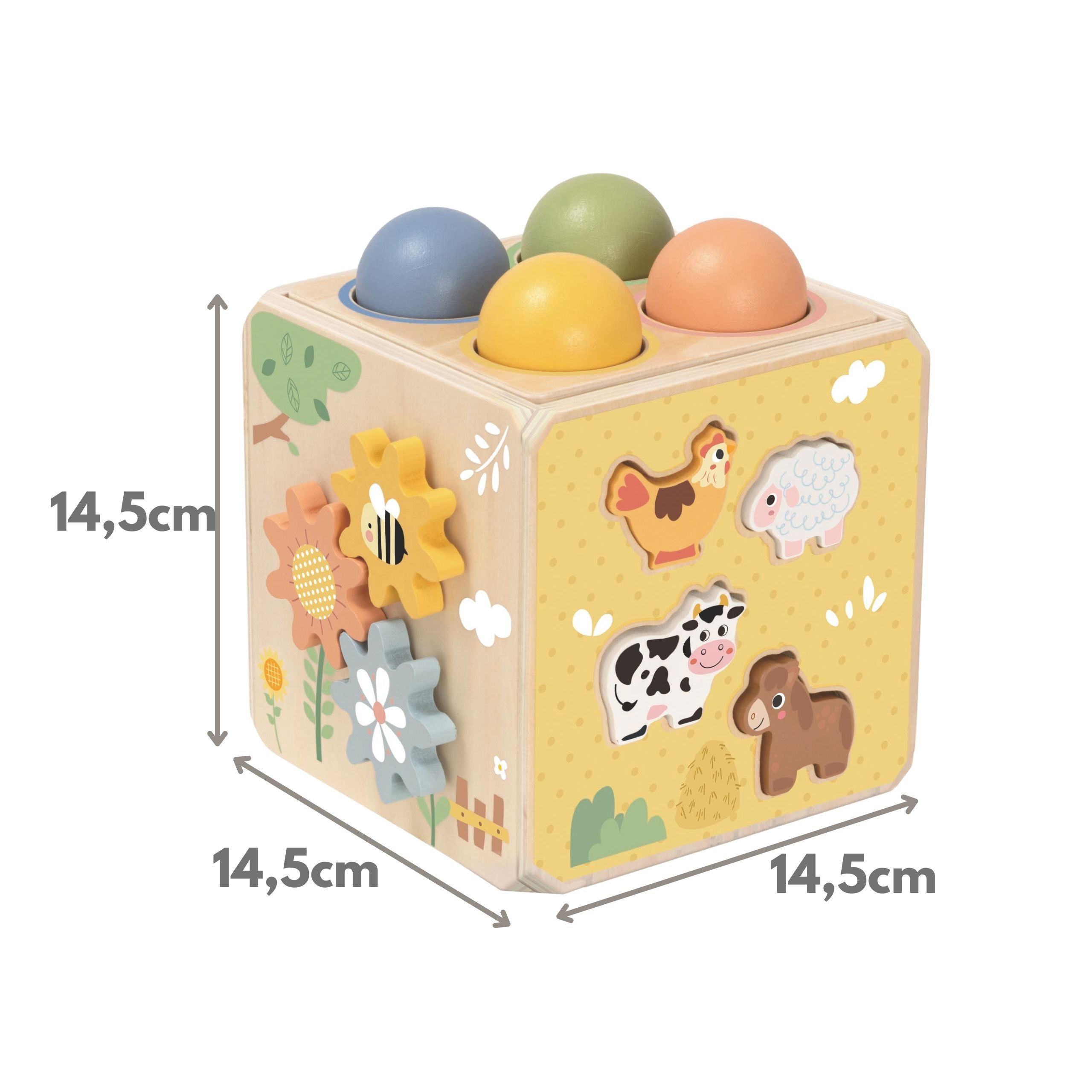 Tooky Toy Wooden Spring Educational Cube 5-in-1
