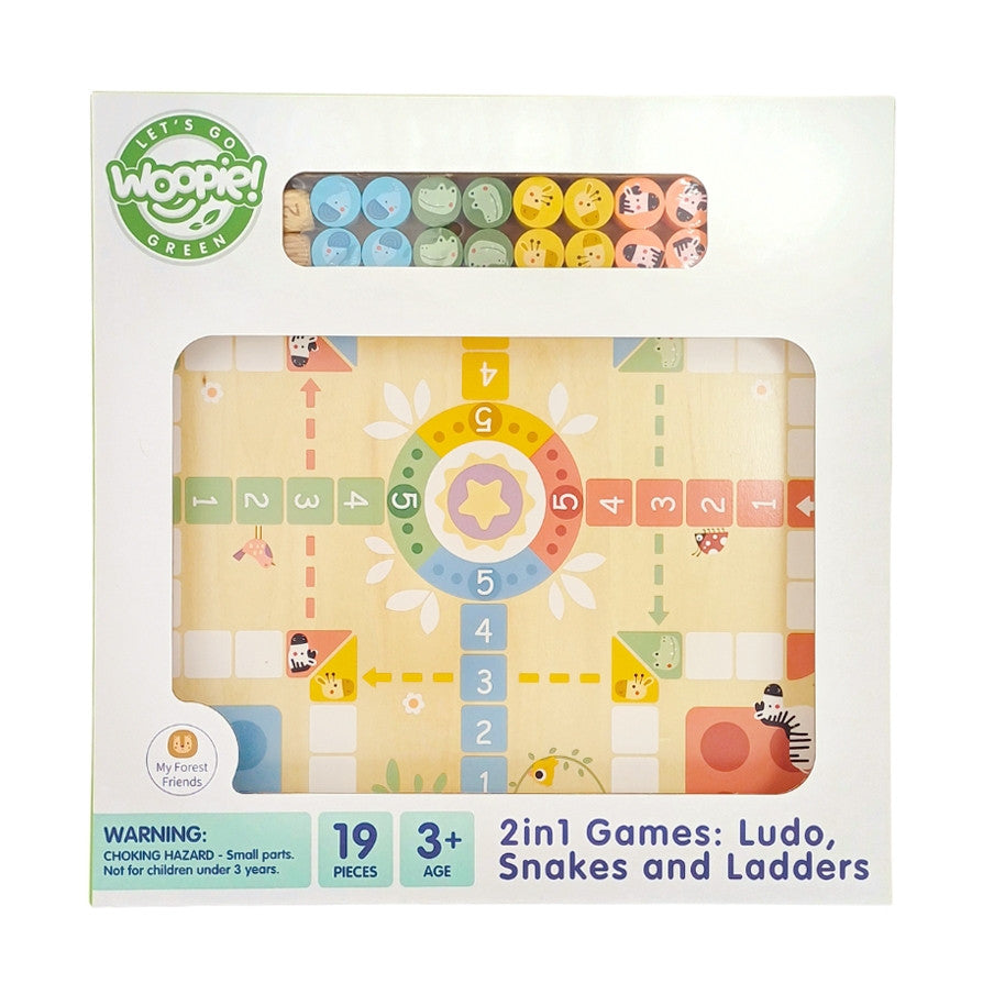 Woopie Green Logic Brädspel 2 i 1 Ludo + ormar och stegar