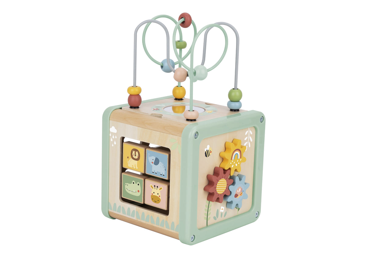Multifunkční vzdělávací třídič Woopie Green Wooden Activity Cube