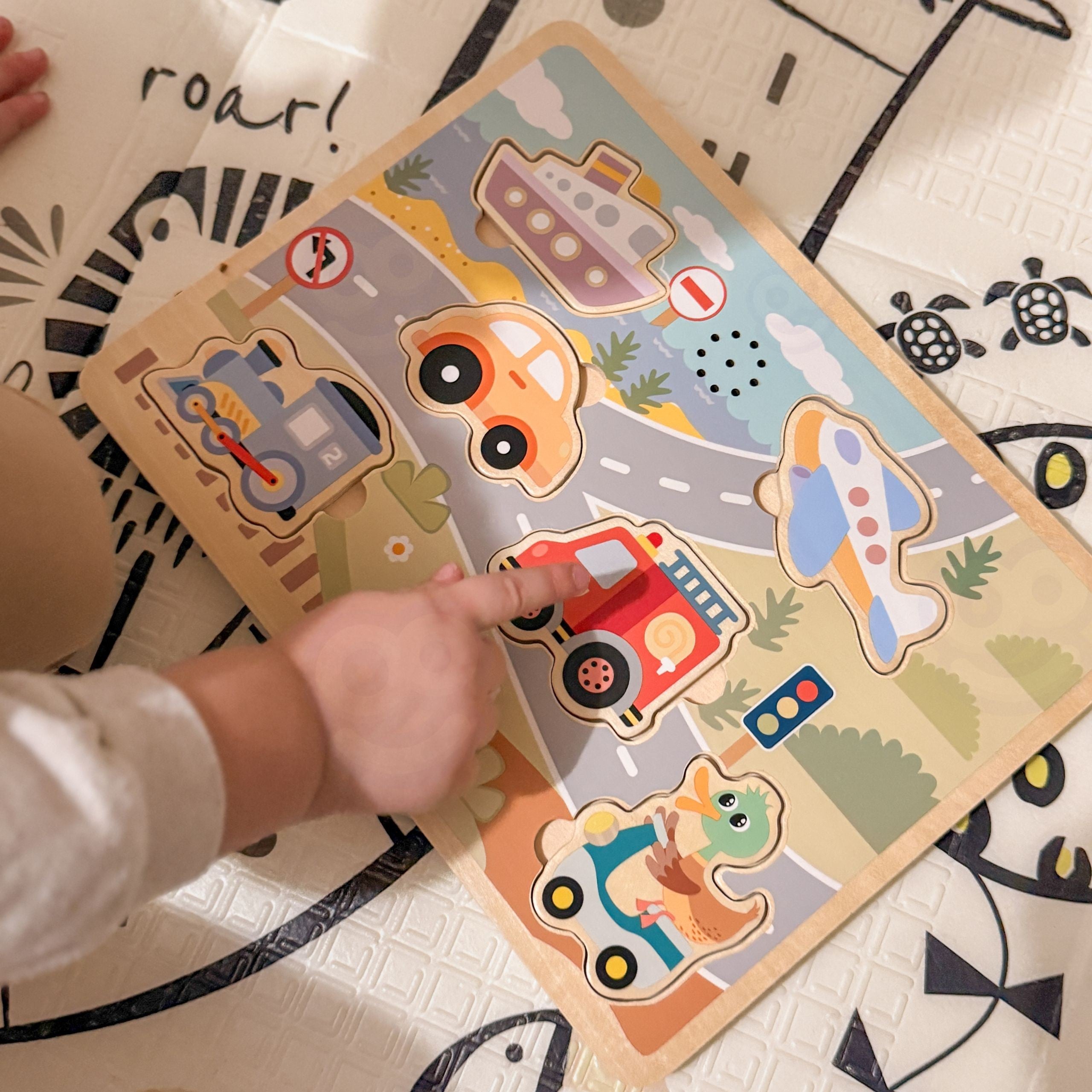 Tooky Drewniane interaktywne puzzle-pojazdy