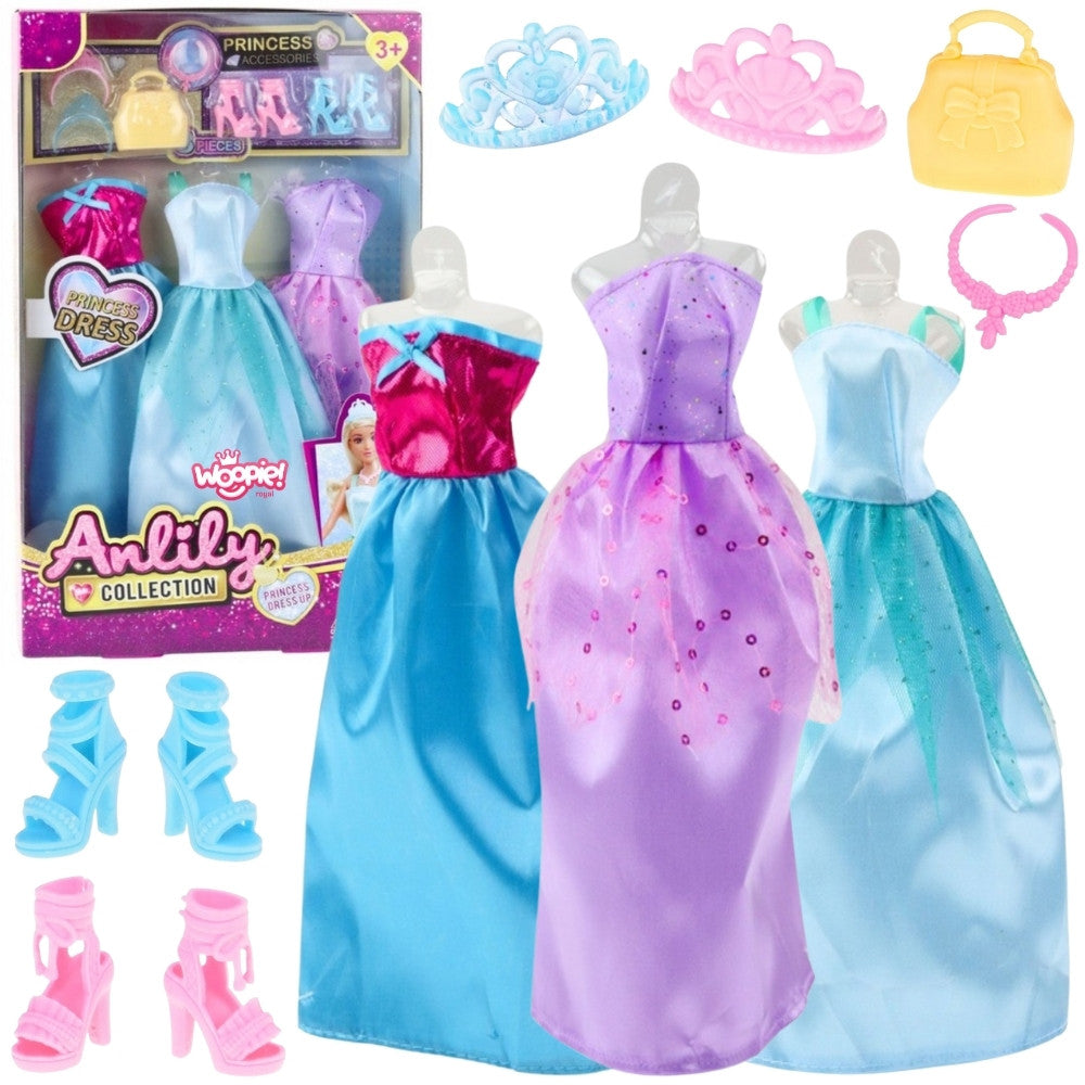 Woopie Royal Doll Fashion Set Dresses Shoes Jewelry Accessories