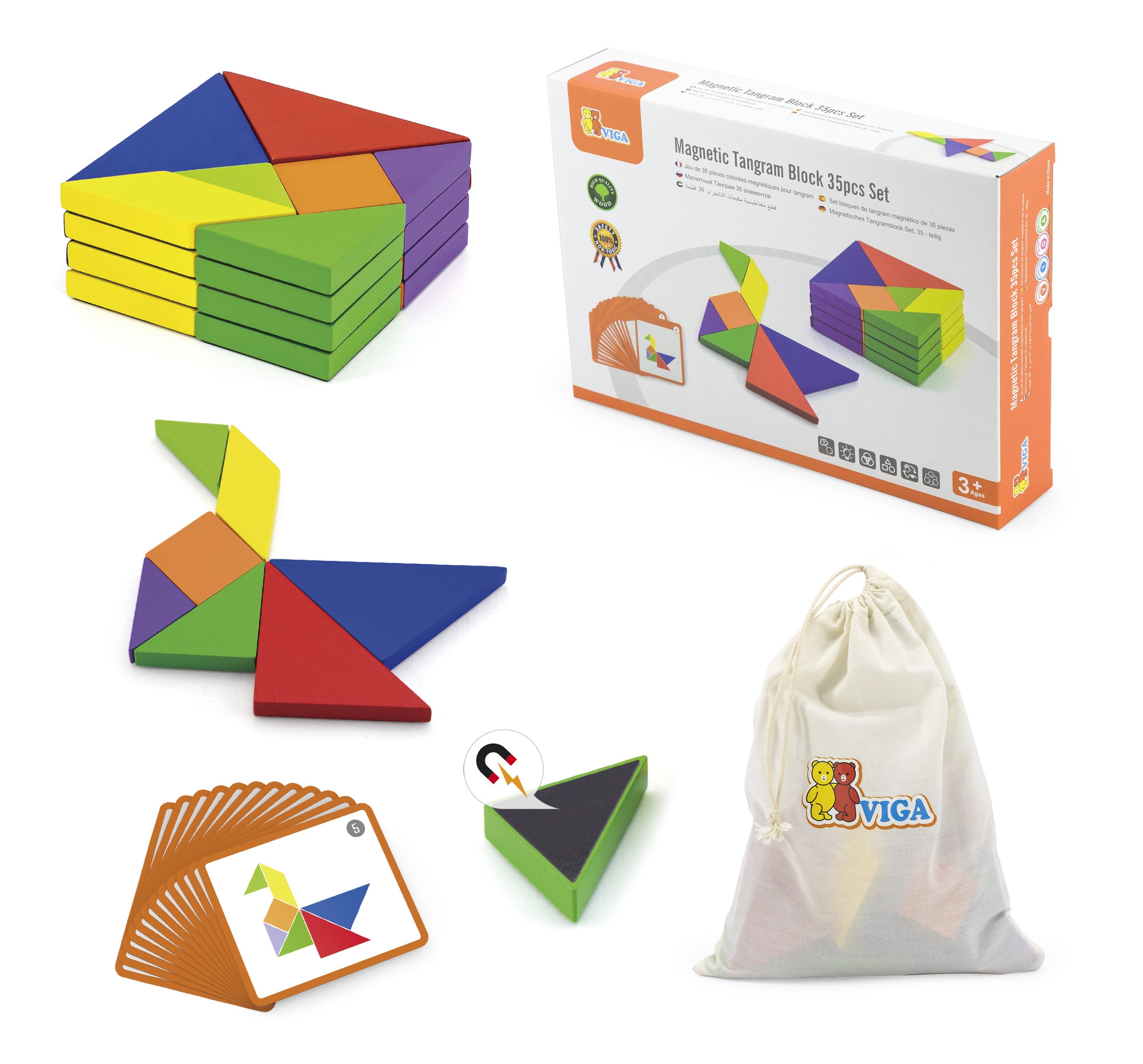 Viga Tangram Дървена логическа игра Пъзел Fsc Сертифициран