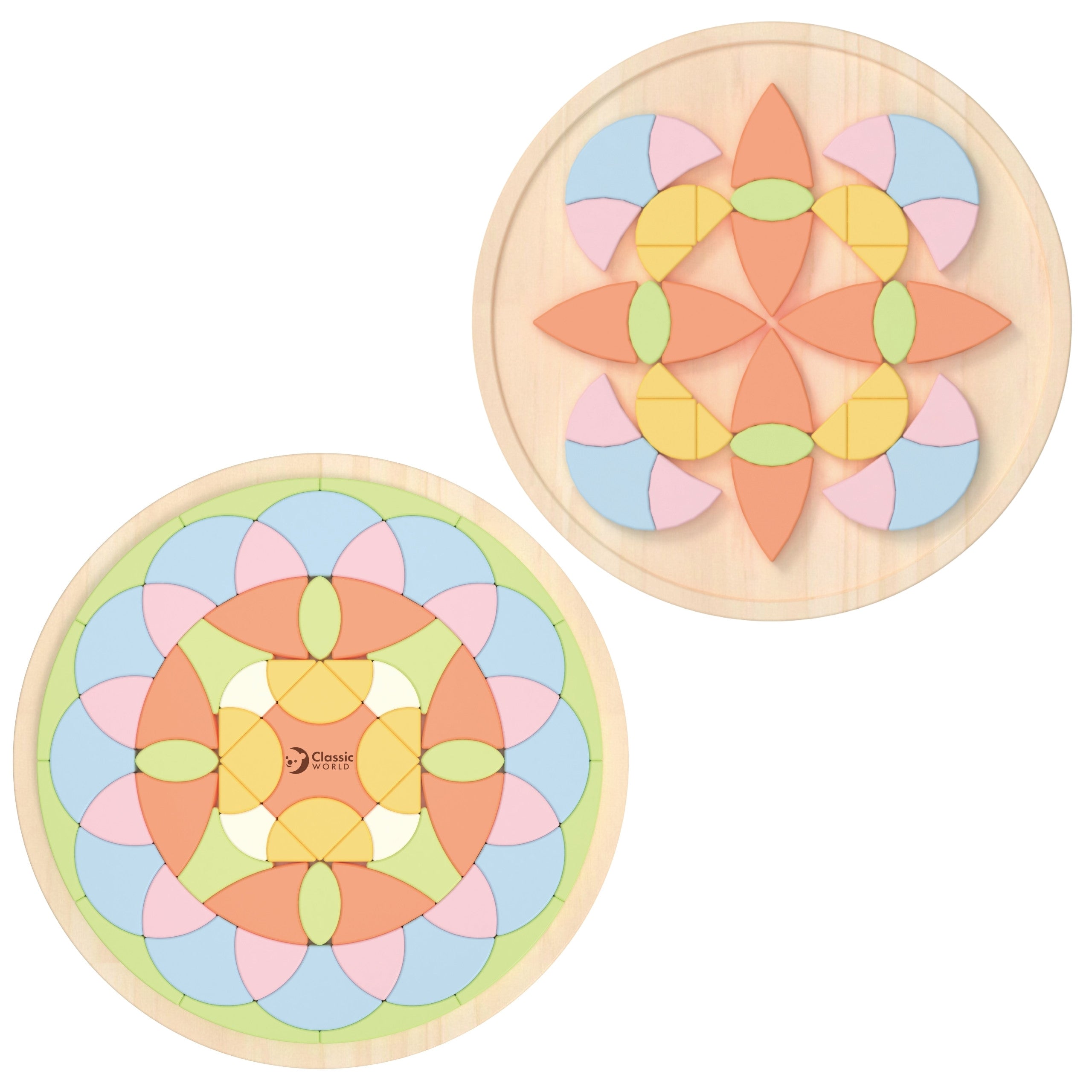 Klasszikus világ pasztell mandala Montessori puzzle mozaik virágok