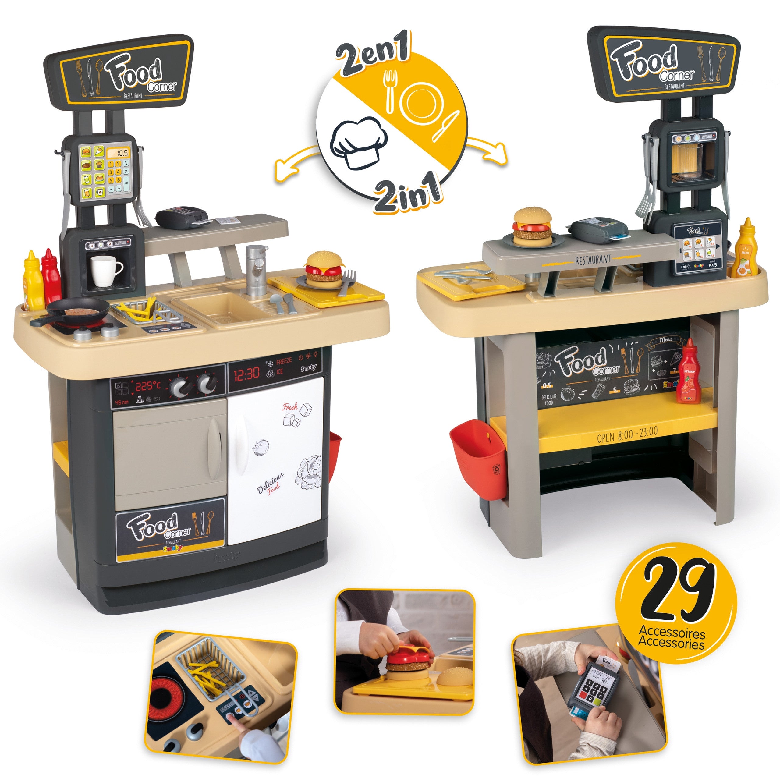 Smoby Restaurant Bar For Children 2 In 1 Kitchen Dining Room Accessories