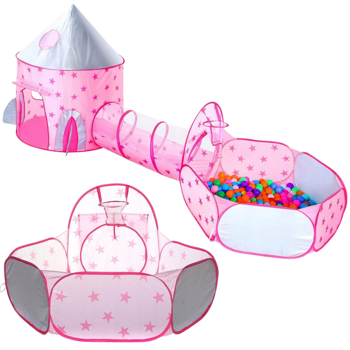 Woopie stan 3 v 1 Princess Palace Xxl House Tunnel Suchý bazén