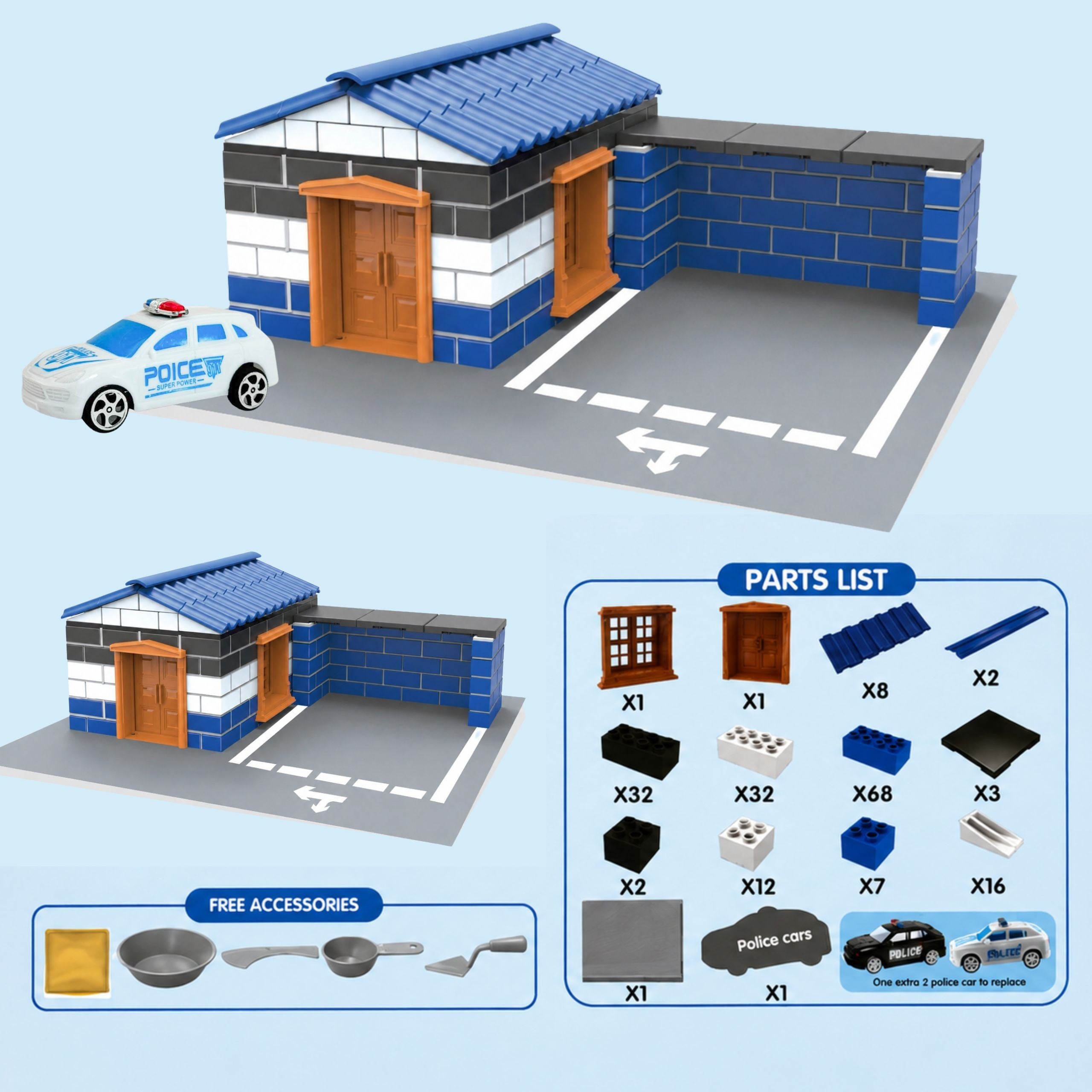 Woopie Police Station Brick Building Kit 186 Pcs. Building Bricks