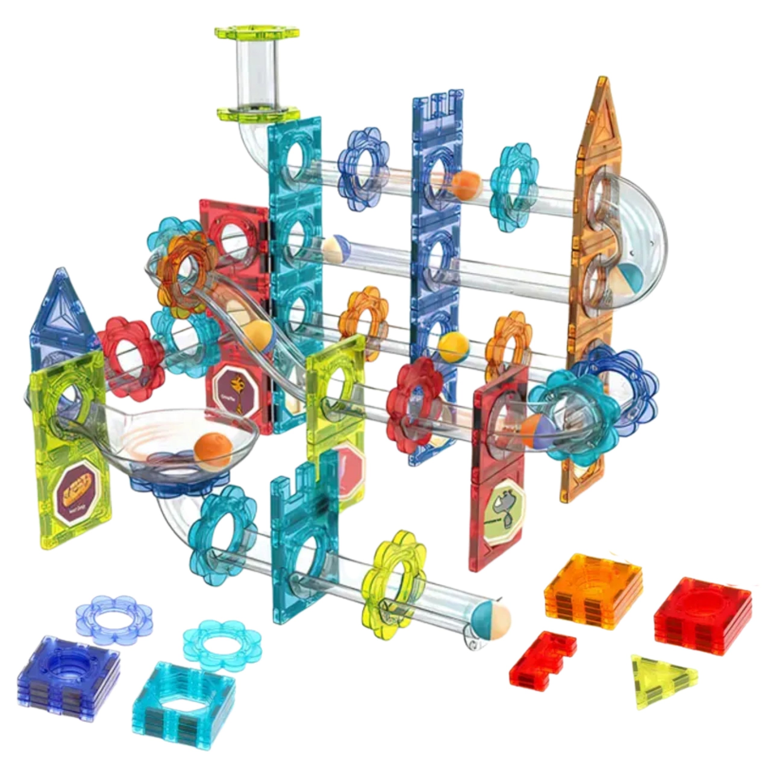 Woopie Bloques de construcción magnéticos Juego educativo 3D Pista de bolas 113 piezas.