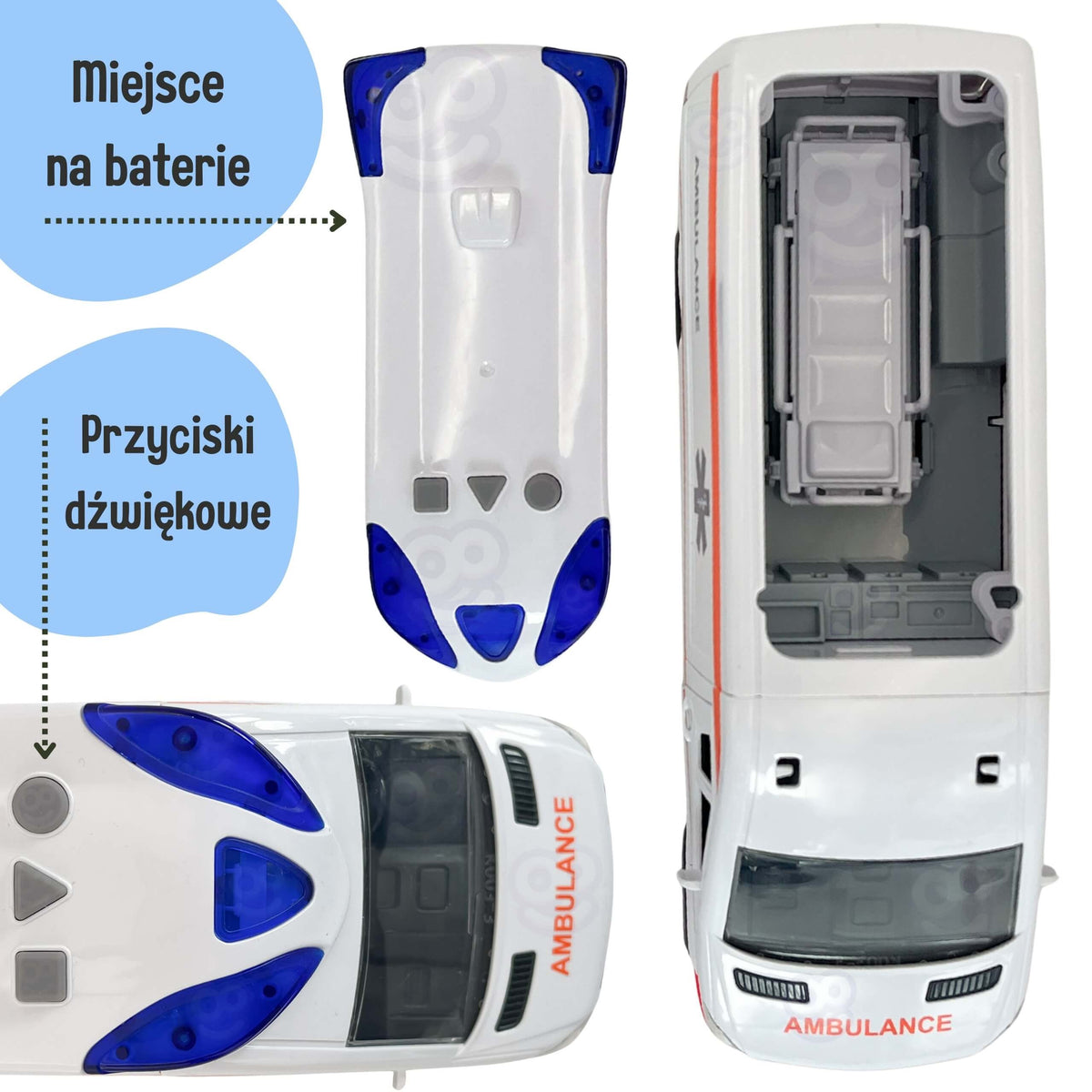 Set de targă pentru ambulanță de urgență Woopie + semnale sonore și luminoase