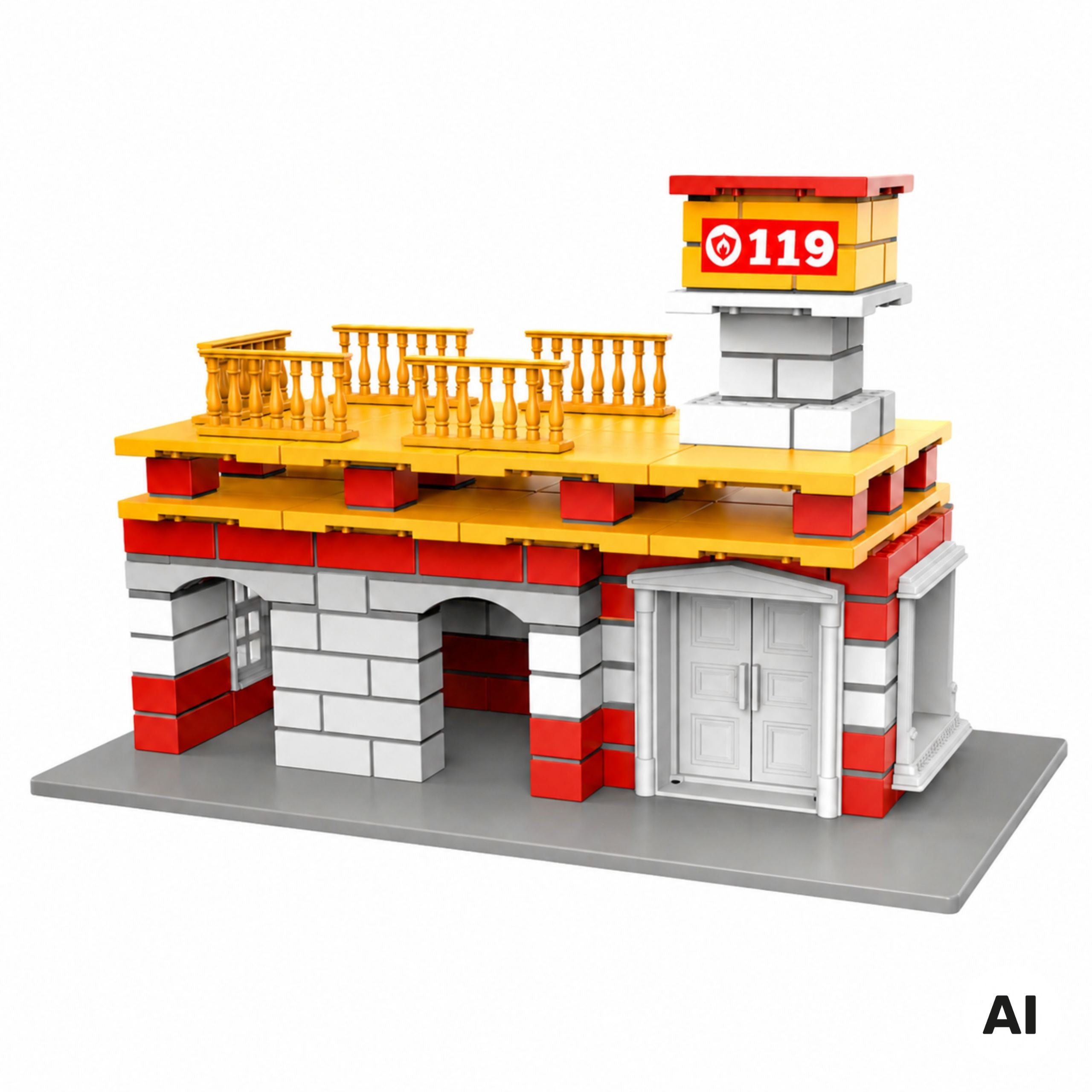 Woopie Construction Set Fire Station Truck 140 Pieces For Kids