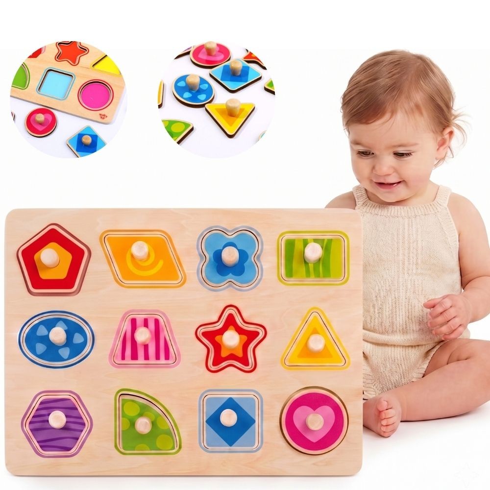 Tooky Toy Puzzle Montessori Shape Learning Puzzle With Pushpins
