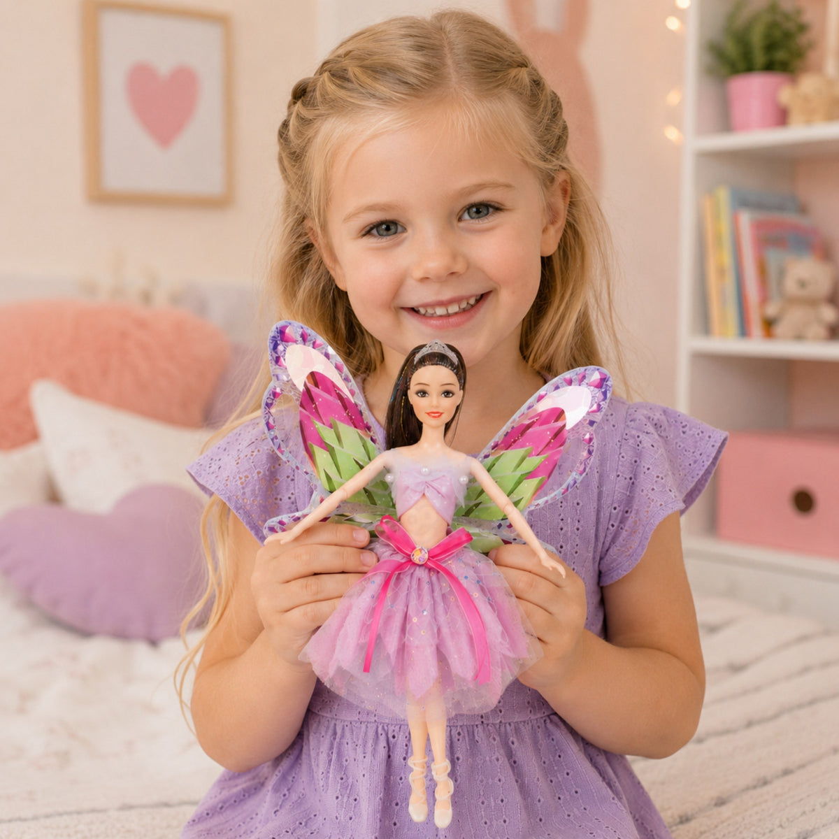 Muñeca Woopie Royal Emi Fairy con alas y globos de colores