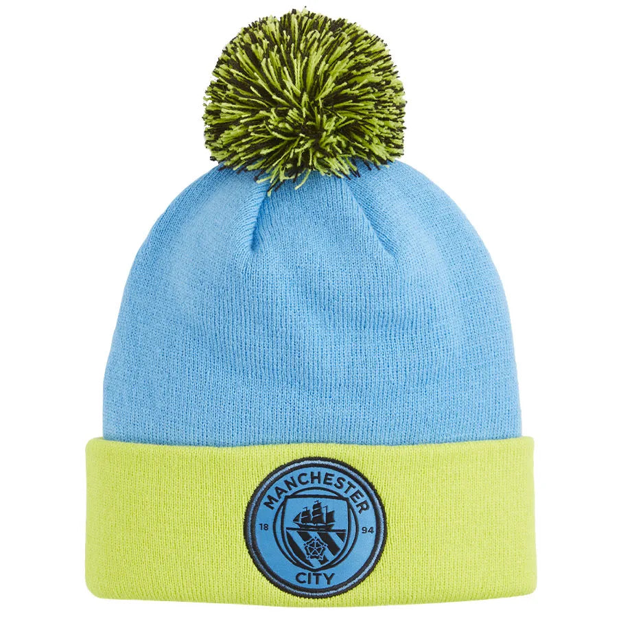 Dětská zimní čepice Puma Man City Jr Mcfc Lw Pom Pom Beanie Modrá