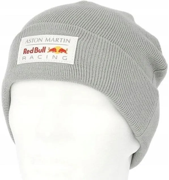 Caipín geimhridh rásaíocht tarbh dearg clasaiceach beanie liath liath