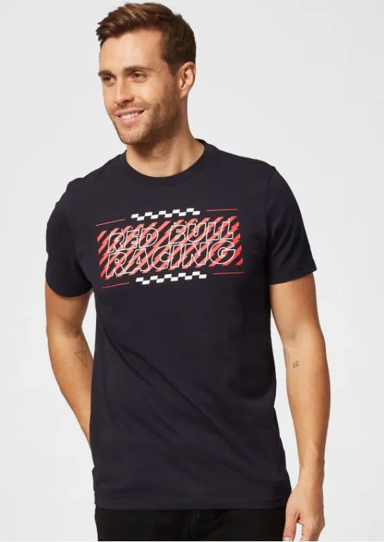 Tričko Red Bull pánskeho pretekárskeho tímu s grafikou tmavomodrej xs