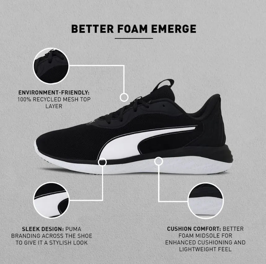 Hardloopschoenen heren Puma Men Better Foam Emerge Zwart Wit Zwart