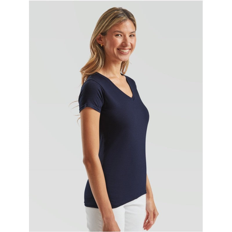Fruit Of The Loom Ladies Iconic 150 V-hals T T-sirt Fucsia