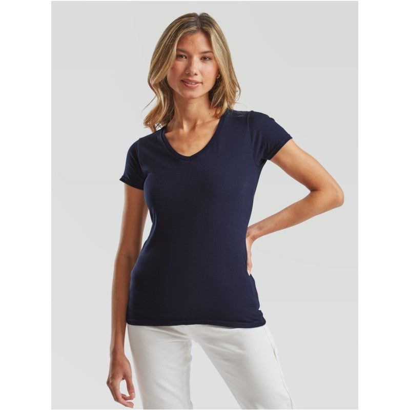 Fruit Of The Loom Ladies Iconic 150 V-ringad T T-sirt Marino Oscuro