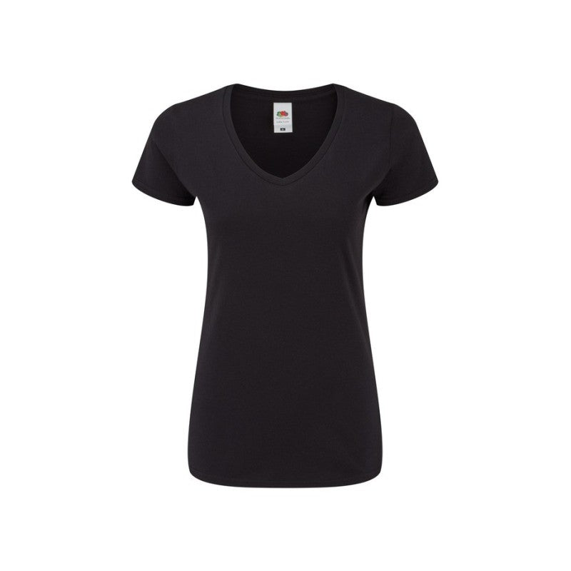 Camiseta feminina icônica Fruit Of The Loom 150 com decote em V vermelha