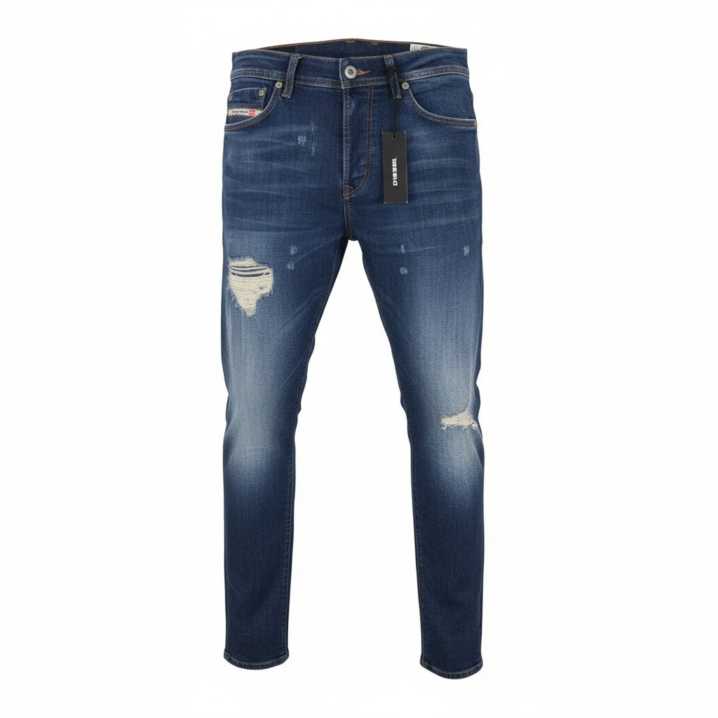 Diesel Tepphar 084txmen Jeans Slim Carrot Fit Distressed Aged Look Blue