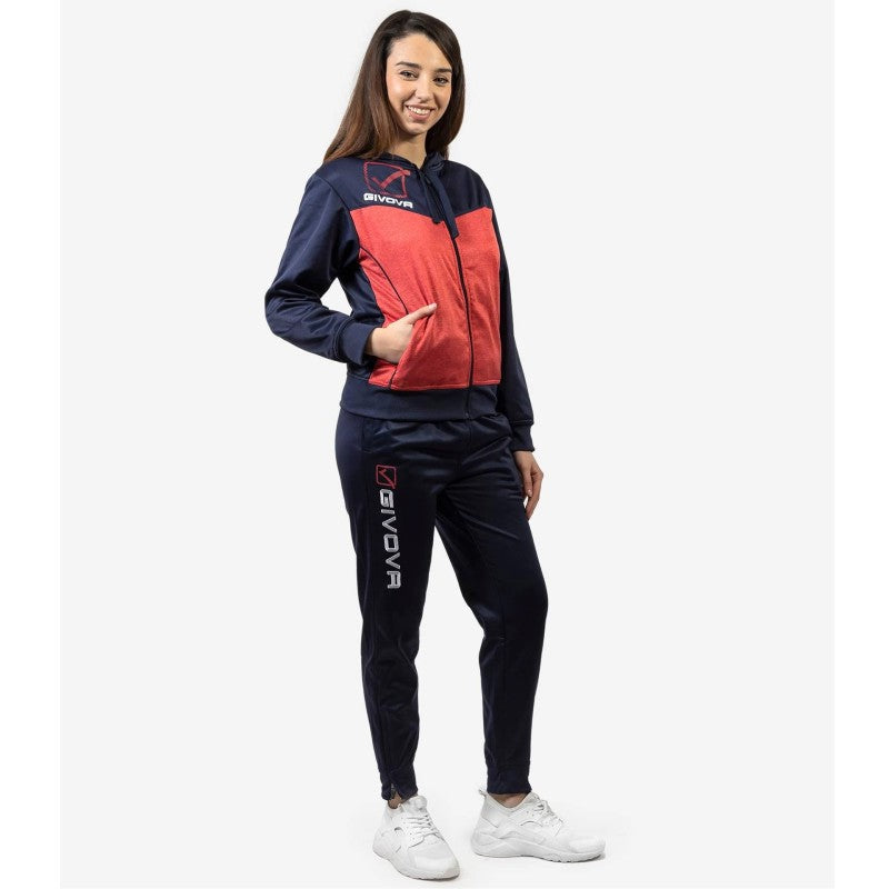 Givova Tuta Visa Melange Hooded Tracksuit Rosa Flúor/Negro