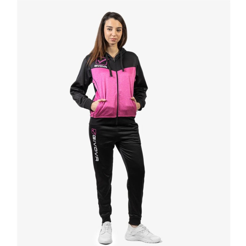 Givova Tuta Visa Melange Hooded Tracksuit Rosa Flúor/Negro