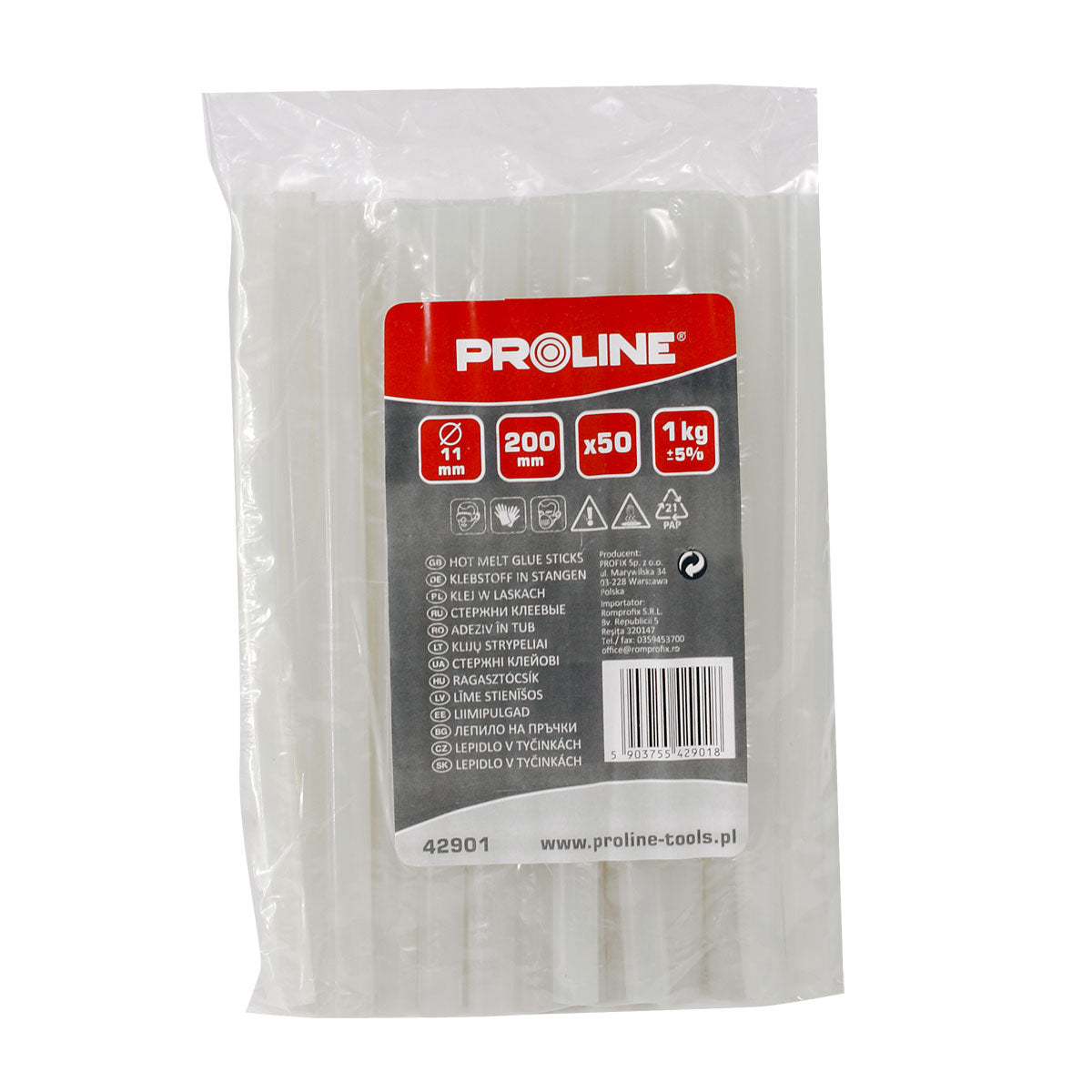 Limstifter 11 Mm Klar 50 stk X 200 Mm 1 Kg Proline