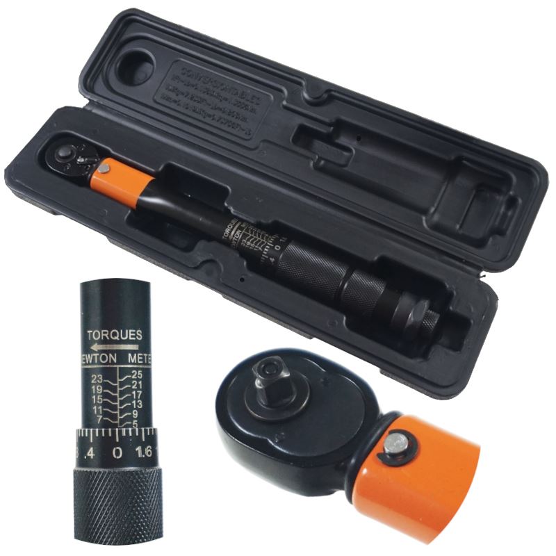 Momentový klíč 1/4 palce 5–25 Nm Nastavitelný s Lock Beast