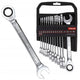 U-ring Wrench Set 12 Pieces (8-19 Mm) With 72 Tooth Ratchet Crv Proline
