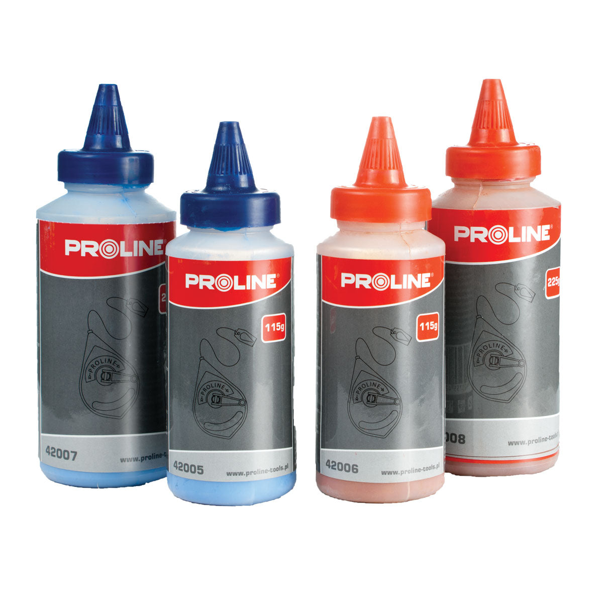 Recharge de ligne de craie rouge, bouteille en plastique de 225g avec capuchon jaune Proline