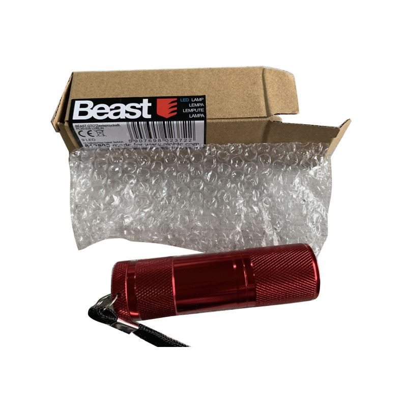 Kleine Camping-Taschenlampe, 9 LEDs, Aluminium, 90 mm, Biest