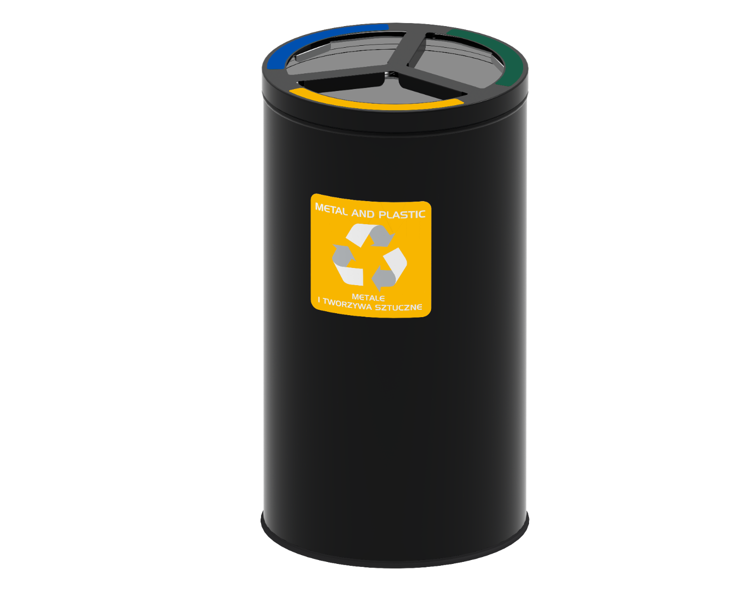 Alda runder weißer Recyclingbehälter 3x25l - Gelb - Blau - Grün