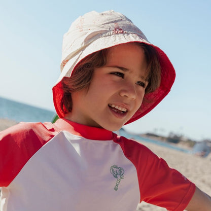 Swim Essentials Sonnenhut wendbar – Beige/Rot – Little Lobster