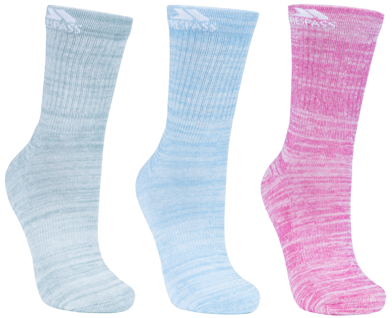 Trespass Helvellyn - Kvinna 3 Par Pack Trekking Strumpor Rose Melange / Blue Melange / Sage Melange
