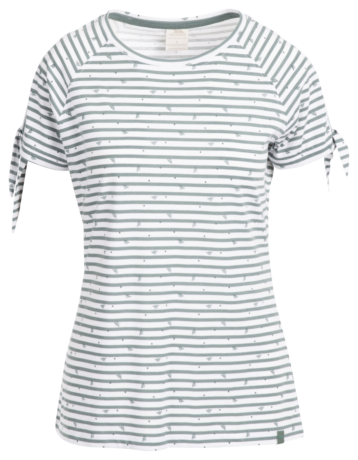 Trespass Penelope - Top femminile con stampa di api a strisce di nebbia verde acqua