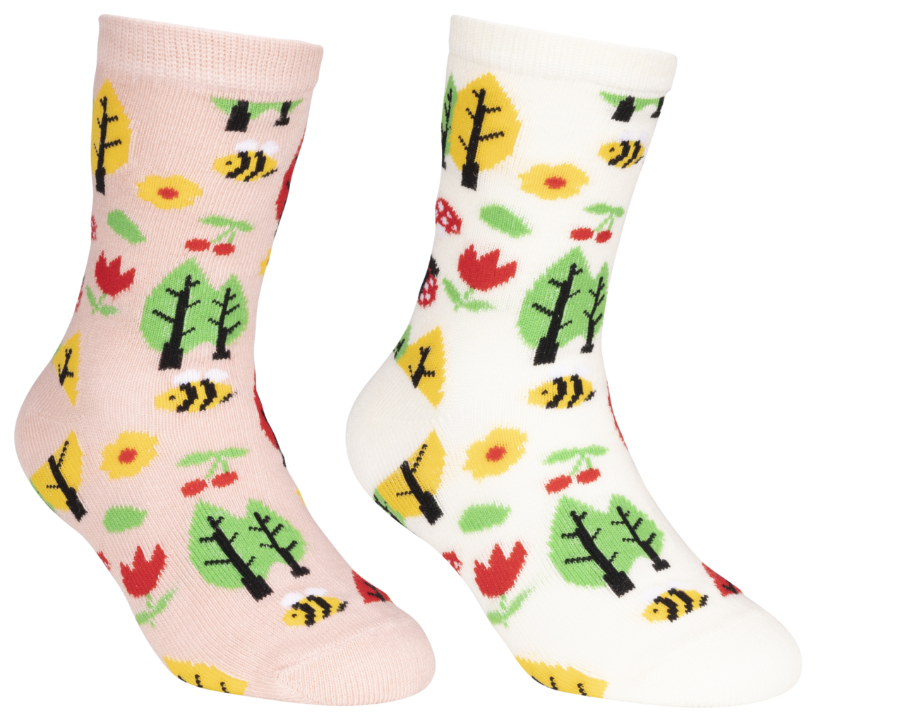 Trespass Garden - Șosetă casual pentru copii (pachet 2 perechi) crem/roz deschis