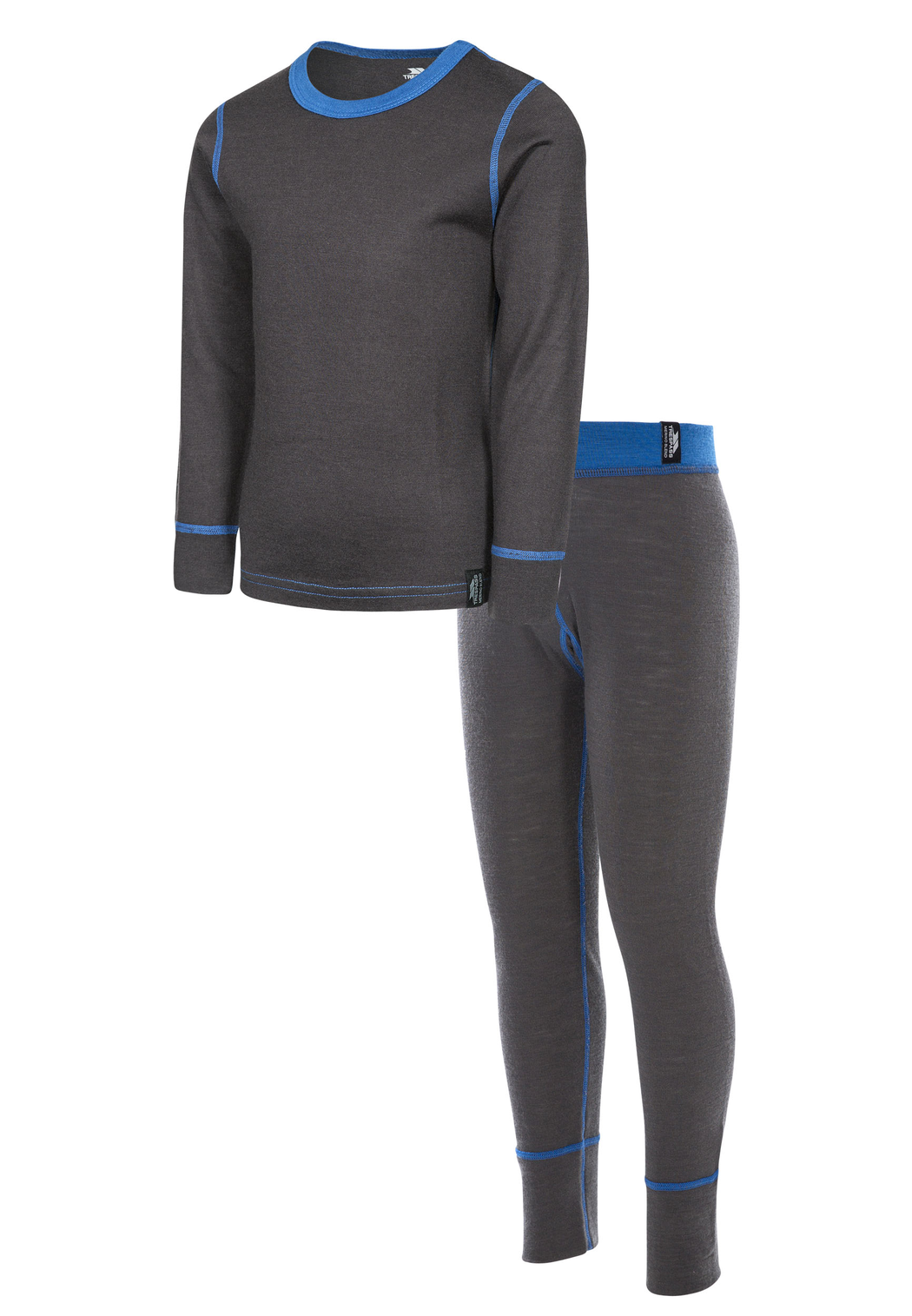 Trespass Bamba - Unisex Kids Merino Wool Base Layer Set Dark Grey Blue 5/6