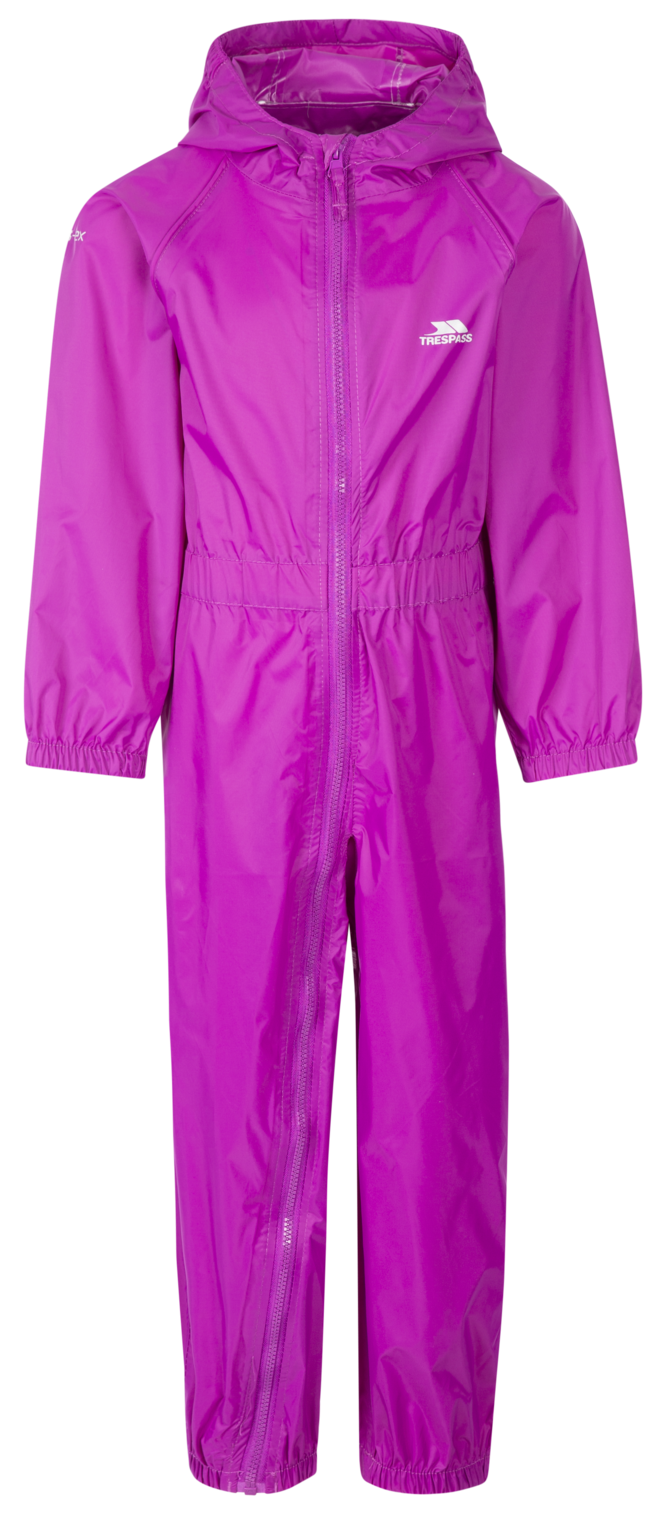 Trespass Button - Costum de ploaie unisex pentru copii, orhidee violet